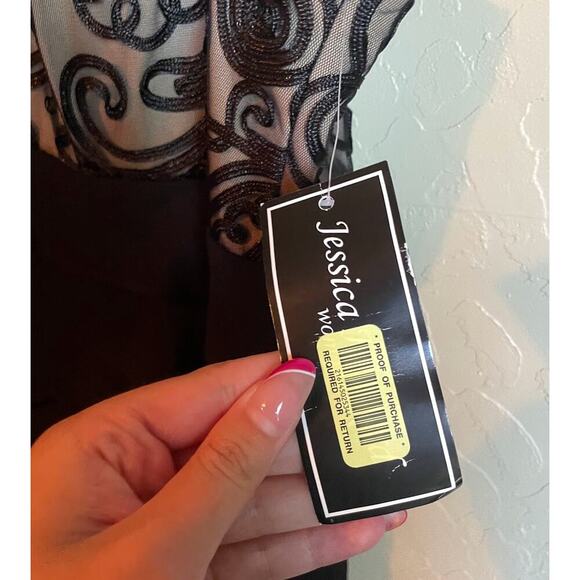 Jessica Howard NWT Black Embellished Lace Tiered Cocktail Dress - Size 22W - Picture 3 of 14